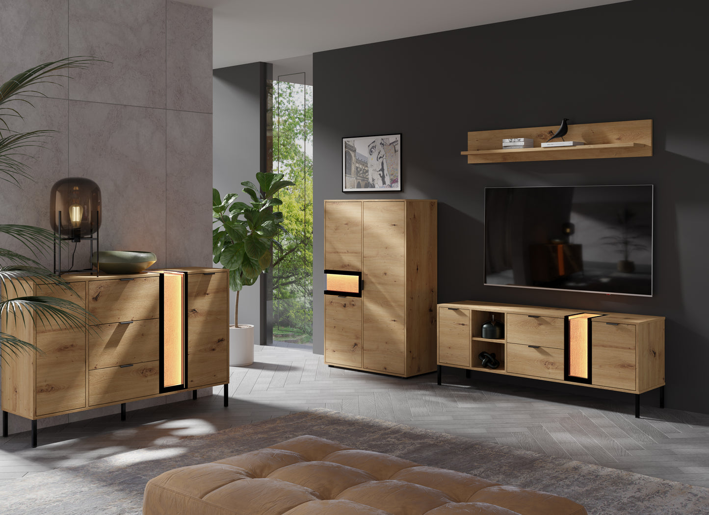 Evolution 3 Door Tall Sideboard 89/137/37 EV2a