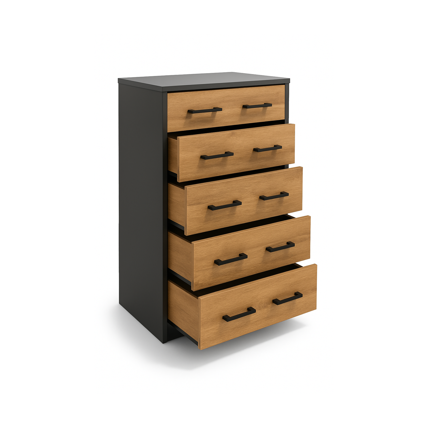 Windsor 5 Drawer Chest Graphite and Wotan Oak 74/86/35 - KO18