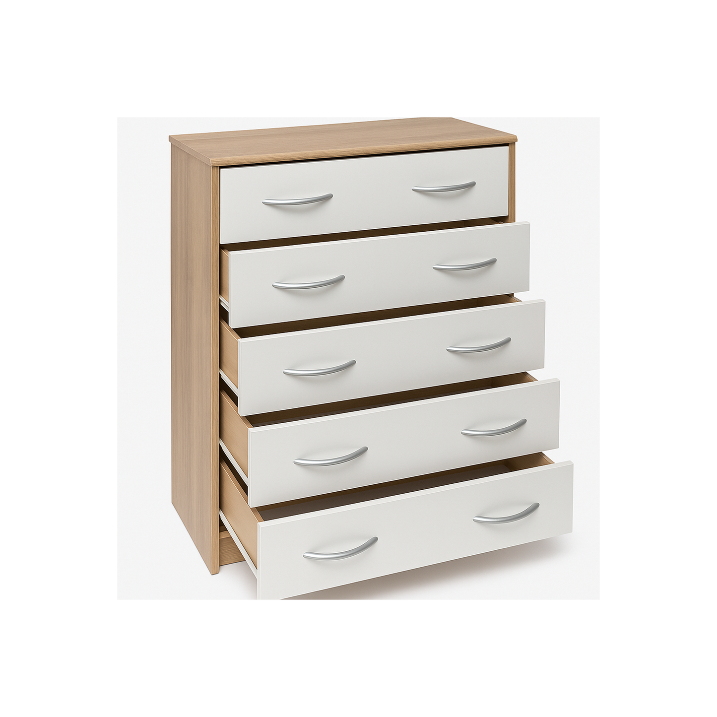 Windsor 5 Drawer Chest White and Sonoma Oak 74/86/35 - KO18