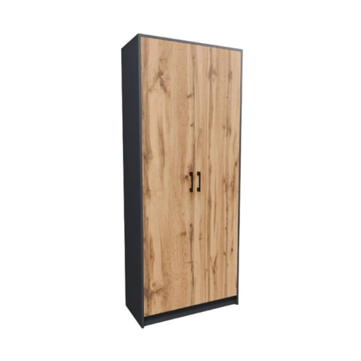 Windsor Double Wardrobe with Shelves Graphite and Wotan Oak 74/180/35 - RO05