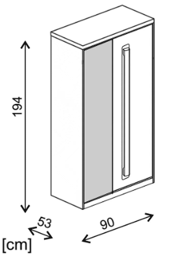 Roma 2 Door Wardrobe 90/194/53 - ROM1