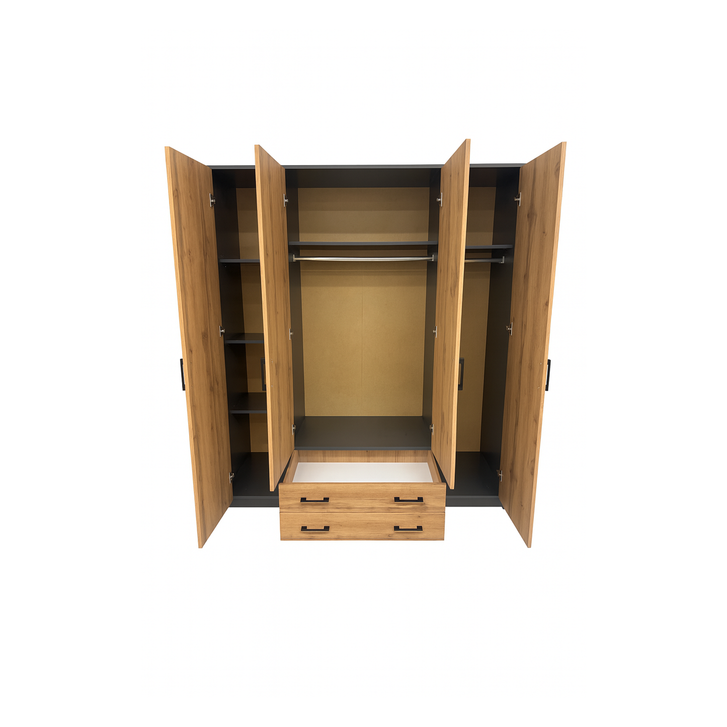 Windsor 4 Door Wardrobe Graphite and Wotan Oak 168/193/54 - SZ08