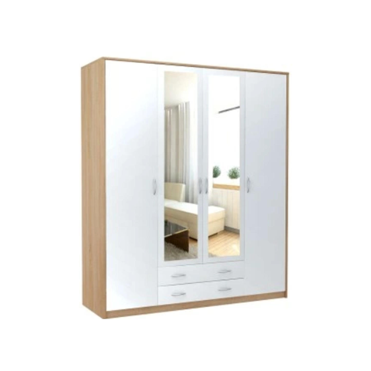 Windsor 4 Door Wardrobe White and Sonoma Oak 168/193/54 - SZ08