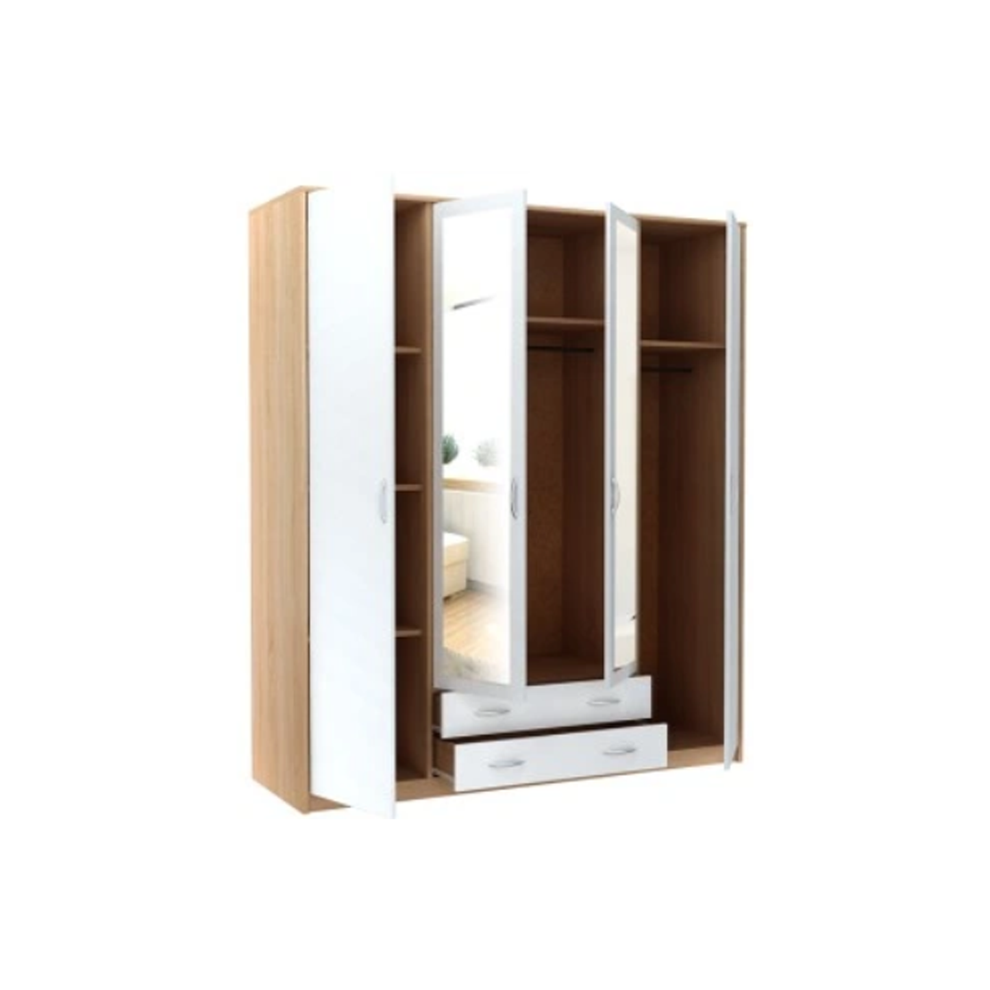 Windsor 4 Door Wardrobe White and Sonoma Oak 168/193/54 - SZ08