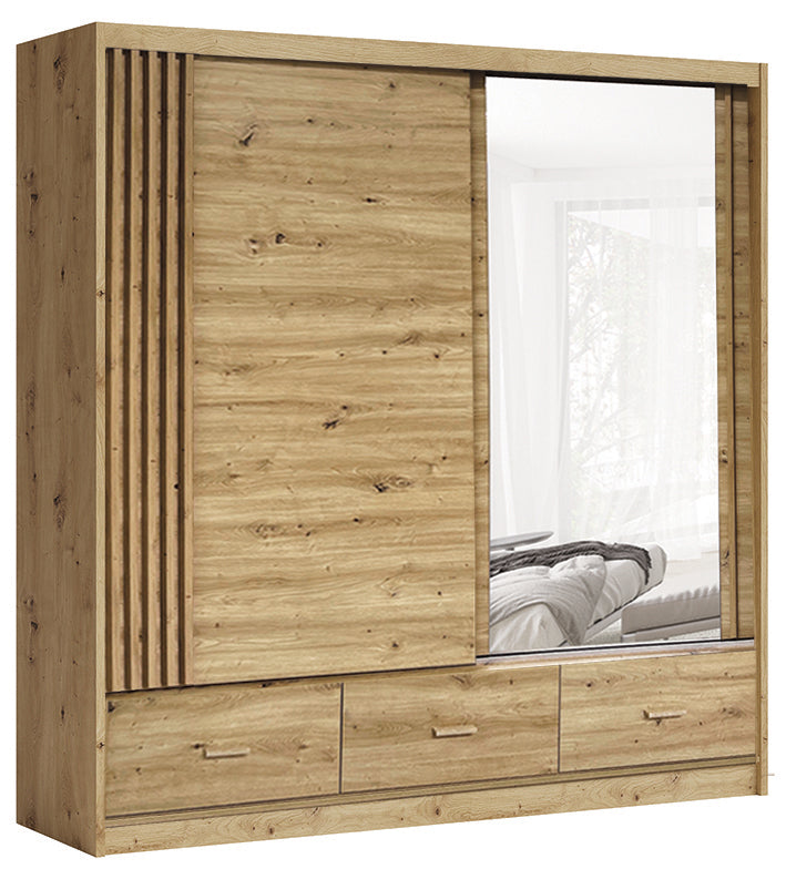 Canada 2 Door Mirrored Sliding Wardrobe with 3 Drawers  200/215/60 - CA1-200