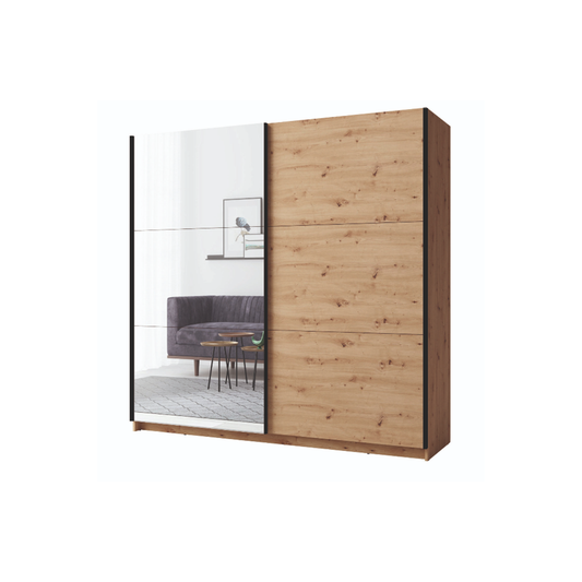 Arsala 2 Door Mirrored Sliding Wardrobe Artisan Oak