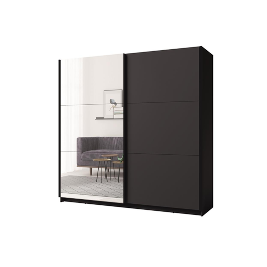 Arsala 2 Door Mirrored Sliding Wardrobe Grey Graphite