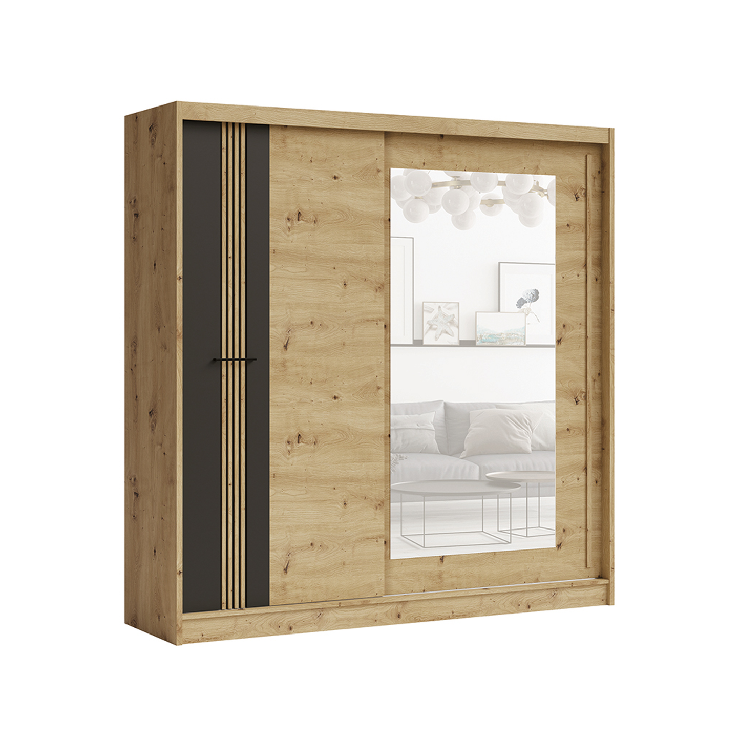 Molto 2 Door Mirrored Sliding Wardrobe