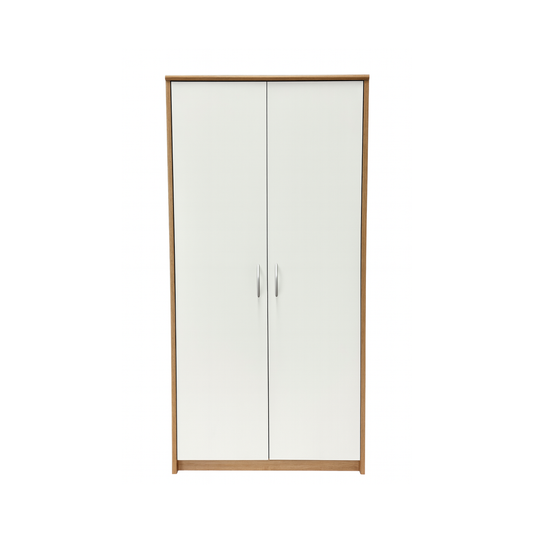 Windsor Double Wardrobe with Shelves White and Oak Sonoma 74/180/35 - RO05