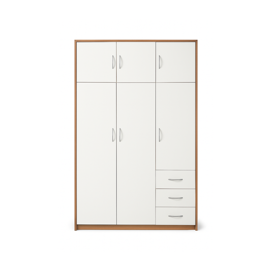 Windsor 3 Door Wardrobe with Storage White and Sonoma Oak 127/193/54 - SZ03