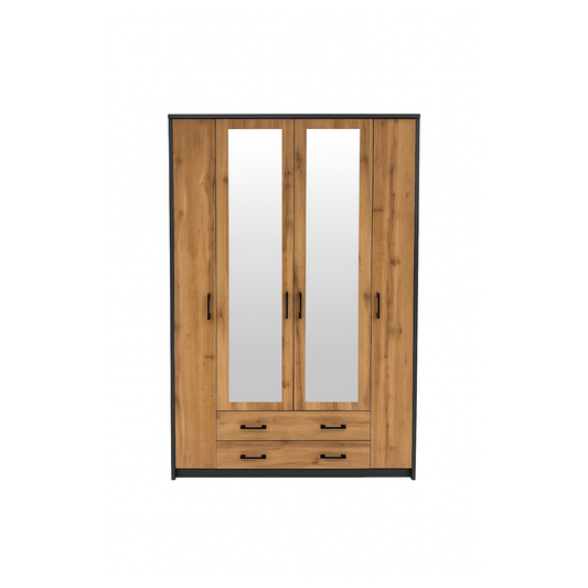 Windsor 4 Door Wardrobe Graphite and Wotan Oak 168/193/54 - SZ08